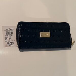 St. John Midnight Blue Wallet with Gold Accent